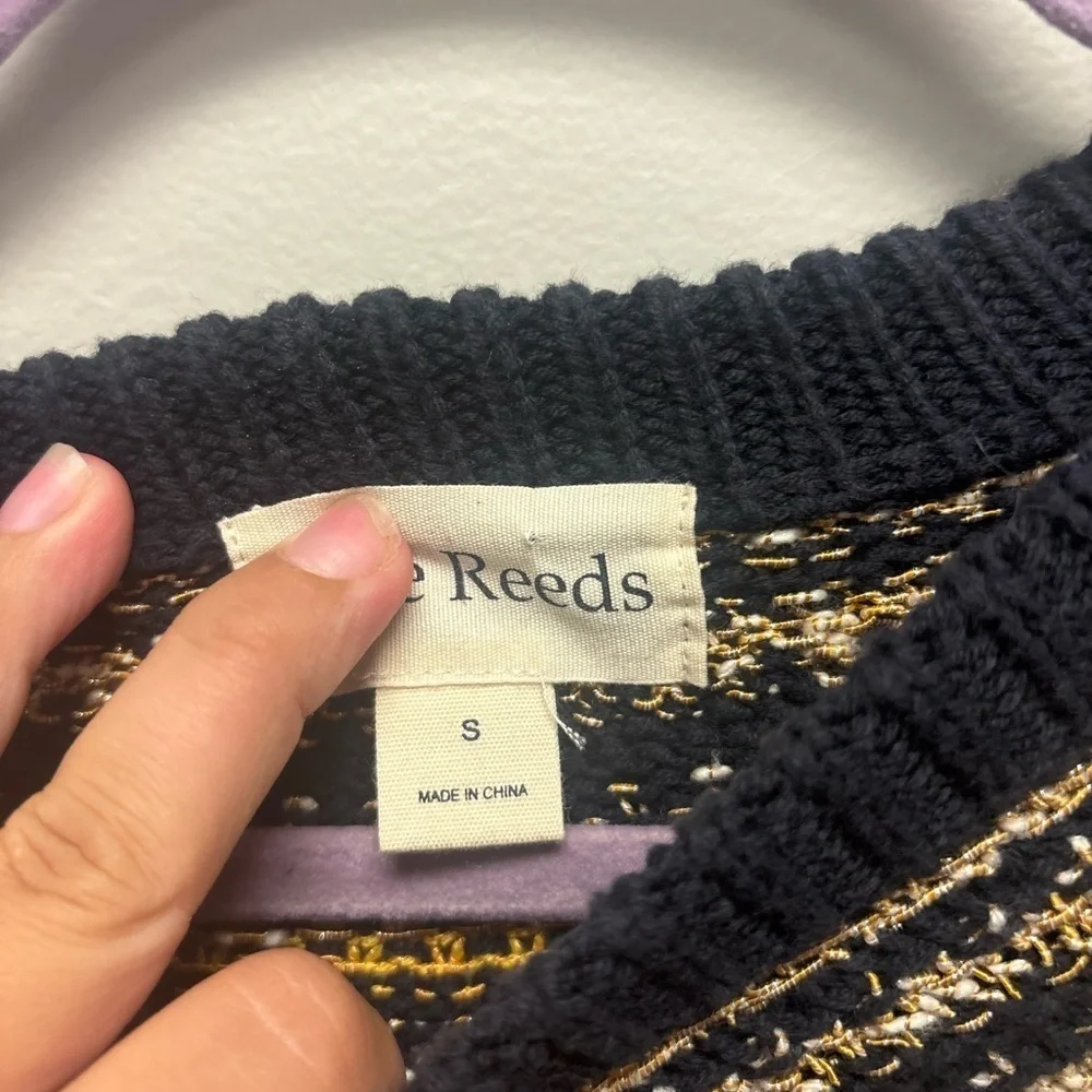 J Crew The Reeds Navy & Gold Detailed‎ Sweater